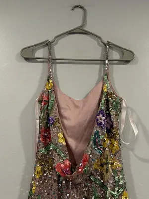 Mac Duggal 6151 Silver Embellished Sleeveless Cowl Back Gown sz 0 thumbnail 10