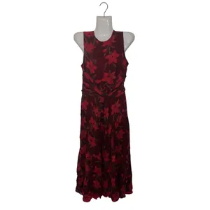 Adrianna Papell Sleeveless Floral Silk Maxi Dress Tie Waist SZ 10 Botanical Chic thumbnail 5
