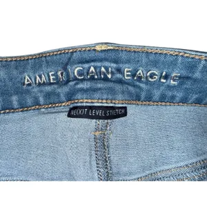 American eagle outfitters hi rise shortie denim jean shorts distressed size 10 thumbnail 2
