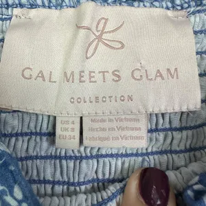 Gal Meets Glam Blue Floral Ruffle Maxi Dress Women’s Size 4 Pockets thumbnail 3