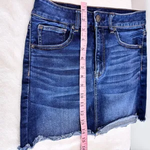 American Eagle Next Level Stretch Hi -Rise‎ Mini Denim Blue Skirt Size 6 thumbnail 4