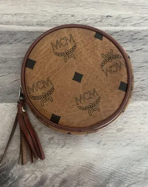 Mcm Vintage Round Coin Purse Wallet Monogram Visetos Circle Pouch thumbnail 1
