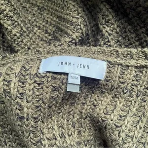 John + Jenn Constance Sweater M Olive Green V Neck Open Knit Oversized Revolve thumbnail 10