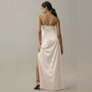 Anthropologie BHLDN Danielle Strapless Side-Slit Stretch Satin Maxi Dress thumbnail 2