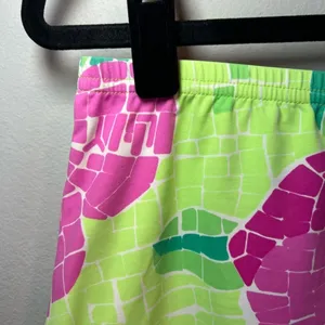 Lilly Pulitzer Swim Skirt Vintage Flower Mosaic Green Pink Vacation Beach Small thumbnail 2