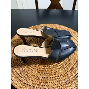 Journee Collection Black Woven Cage Heeled Mules Pointed Toe Sandals Womens 9 thumbnail 2