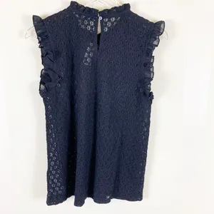 Anthropologie Blue Tassel Nancy Black Embroidered Top thumbnail 4