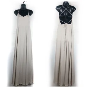 Show Me Your Mumu Godshaw Goddess Lace Up Maxi Dress Tan Large Bridal thumbnail 3