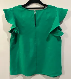 TCEC Kelly Green Flutter Sleeve Blouse thumbnail 2