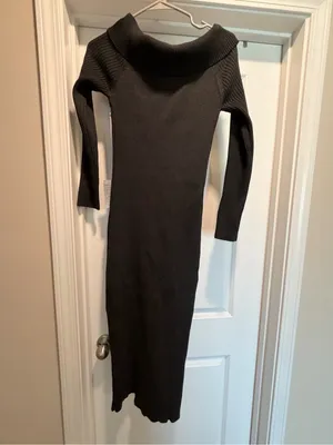 NWT ASTR THE LABEL Cut Out Off The Shoulder Midi Sweater Dress gray size medium thumbnail 5