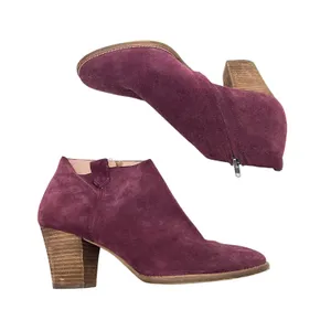 Madewell The Billie Booties in Suede burgundy stacked heel comfort autumn 9.5 thumbnail 2