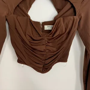House of CB Natelle Chocolate Brown Corset Longsleeve Top Womens XS thumbnail 4