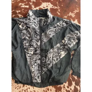basic Rituals Women's Windbreaker Jacket Full Zip tooled leather pattern S 90s thumbnail 2