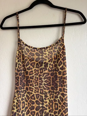 Pretty little thing leopard dress see through swim coverup long size 4 thumbnail 2