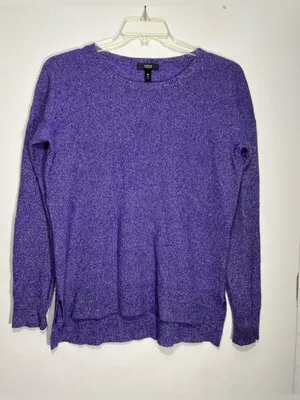 AQUA Cashmere 100% Cashmere Rolled Edge purple Sweater size M thumbnail 3