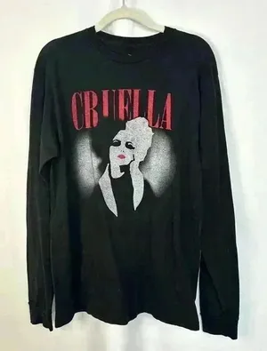 Disney‎ Cruella Long Sleeve Crewneck Shirt Womens Size Medium Black thumbnail 1
