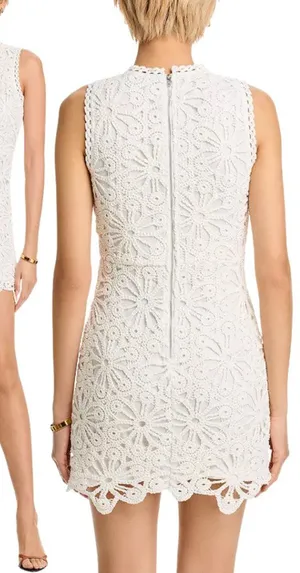 Aqua Crochet Mini Dress Women's XXS White Bridal Bachelorette Cocktail Party NWT thumbnail 1