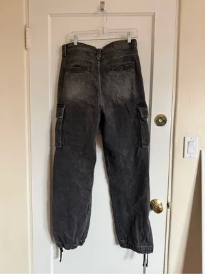Urban Outfitters Black Washed Cargo Jeans thumbnail 2