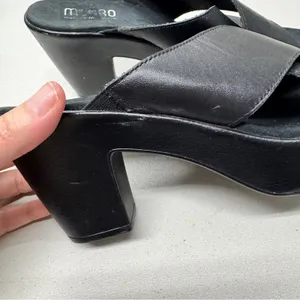 Munro Black Leather Heeled Mule Womens 7 Comfort Shoes Classic Chunky 90s Y2K thumbnail 7