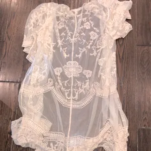 ADIVA ivory color lace knit light sheer kinono size XLarge thumbnail 9