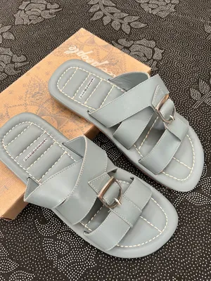 Free People Sloan Women's Buckle Slide Sandals in Light Blue Gray thumbnail 1