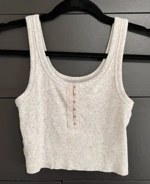AERIE Ribbed Gray Cotton Tank Top Women’s Sz XS EUC thumbnail 1