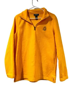 Lauren Ralph Lauren Men’s 1/4 Zip Embroidered Crown Logo Fleece Sweater Yellow S thumbnail 1