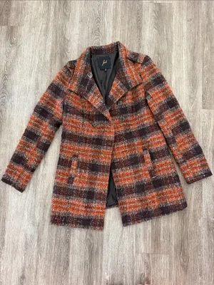 Jack by BB Dakota plaid checkered wool blend Y2K retro peacoat brown orange small thumbnail 3