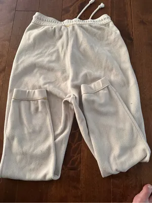 Nike Woman’s size Med Cream Sweatpants with Gold Swoosh Accent thumbnail 5