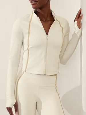 Athleta Salutation Crop Jacket in Bone/Dune thumbnail 1