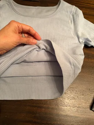 Lululemon ebb Light Blue Long-Sleeve Crop Top - Women's Stretch Shirt thumbnail 4