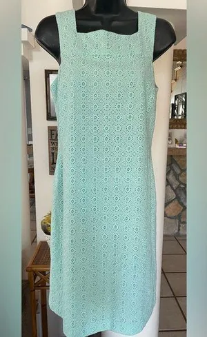 Muse SQUARE NECKLINE EYELET COTTON DRESS size 6 thumbnail 1