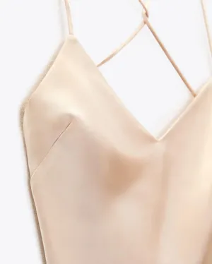 Zara maxi midi dress wedding dusty rose satin effect slip party evening thumbnail 5
