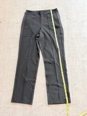 Athleta Black Pull On Straight Leg Pants Size 4 Pintuck Side Stripe Stretch thumbnail 4