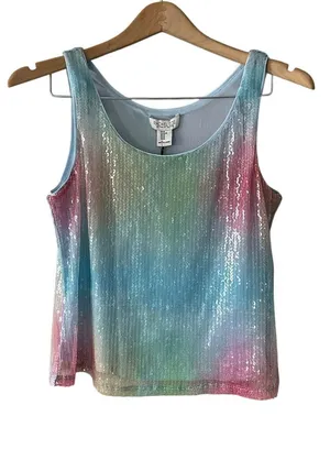 Rachel Zoe Rainbow Sequin Tank Top Size Medium NEW WITH TAGS thumbnail 1