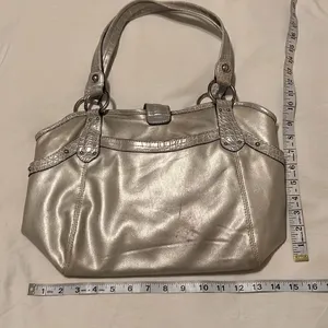 Genna de Rossi silver handbag tons of pockets animal print details GUC thumbnail 4