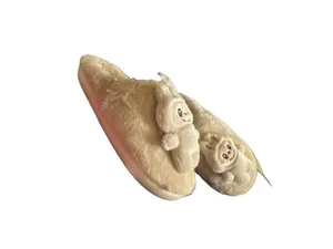 Rouge Plush Beige Slippers with Labubu Character Detail Size Medium 7/8 thumbnail 6