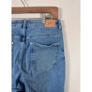 Zara Button Fly Jeans Women 10 Blue High Waisted Straight Leg Casual thumbnail 5
