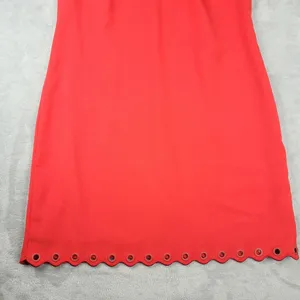 J. Crew Red Scalloped Grommet Sleeveless Above Knee Shift Dress Size 12 thumbnail 5