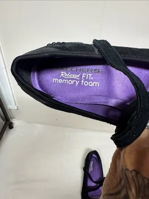 Skechers Black Mary Jane Flats with Purple Insole thumbnail 5