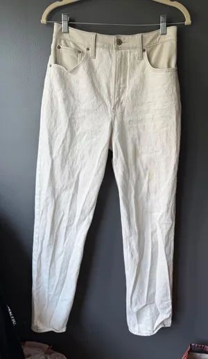 Abercrombie & Fitch 90’s Straight Ultra High Rise Cream Jeans Size 29 thumbnail 1
