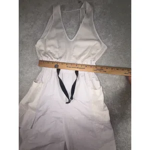 FP Movement Free People Hot Shot Cargo Romper Off White Mesh V-Neck Xs thumbnail 10