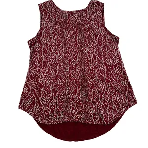 Dolan Anthropologie Tank Top Women's Large Wine Floral Solid Back Pleated Front thumbnail 1