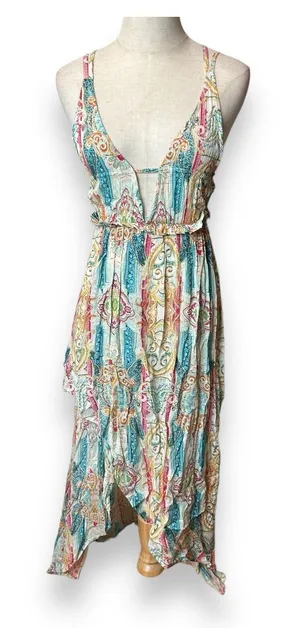 Raga Anthropologie Womens Sz Small‎ Maxi Dress Tie Back #AP-143 thumbnail 1