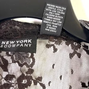 Vintage 90s Y2K New York & Company Black Floral Lace Sheer Button Front Blouse M thumbnail 7