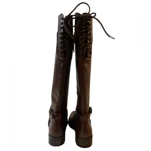 SODA Brown Knee High Faux Leather Rear Lacing Boots NIB - Size 6 thumbnail 6