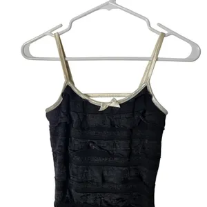 Inspired Hearts Black Tiered Ruffled Sleeveless Maxi Bodycon Sheath Dress Sz XS thumbnail 3
