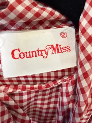 Vintage 70s Gingham Prairie Dress Country Miss Red Cottagecore Picnic Bow Midi M thumbnail 12