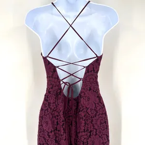 Lovers +‎ Friends Burgundy Lace Strappy Back Midi Dress Skylight Dress Size S thumbnail 8