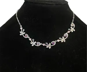 Avon Sparkly Vine silver tone gemstone necklace thumbnail 1